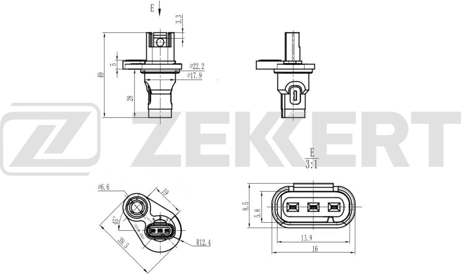 Датчик положения распредвала Zekkert для MINI Cabrio III (F57) 2014-2026. Артикул SE-5051