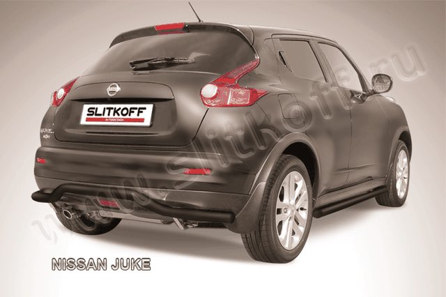 Защита Slitkoff заднего бампера d57 волна ЧЕРНАЯ матовая для Nissan Juke 2WD 2010-2019. Артикул NJ2WD-009B