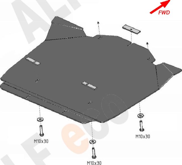 Защита алюминиевая Alfeco для картера Chrysler 300C I 2005-2007. Артикул ALF.33.03al