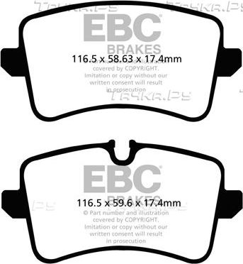 Тормозные колодки EBC Brakes задние для Porsche Macan I 2014-2026. Артикул DP42082R