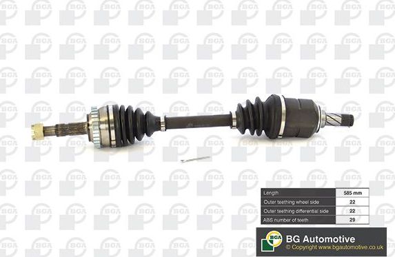 Полуось (привод в сборе, приводной вал) BGA передняя левая для Opel Tigra B 2004-2010. Артикул DS9500LA