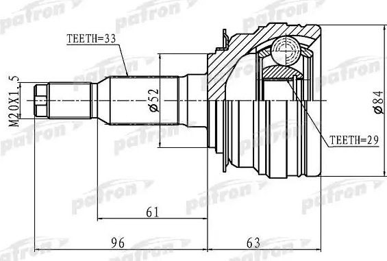 Шрус наружный (граната) Patron. Артикул PCV1095