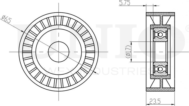 Ролик поликлинового ремня натяжной (Unio). Артикул TNS-10179