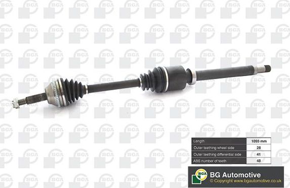 Полуось (привод в сборе, приводной вал) BGA. Артикул DS2342R