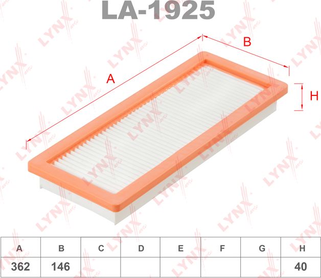 Воздушный фильтр LYNXauto для MINI Clubman I (R55) 2007-2014. Артикул LA-1925