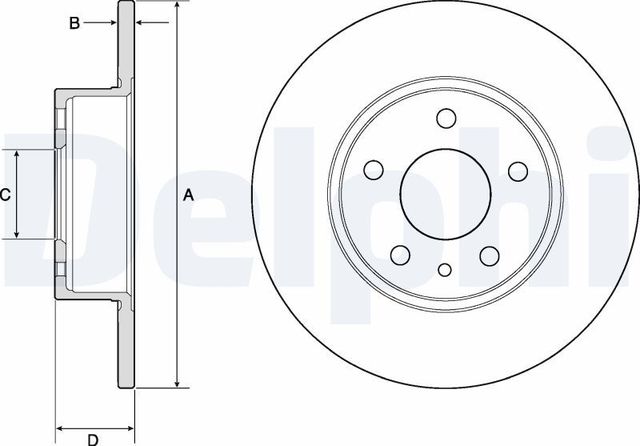 Тормозной диск Delphi задний для Fiat Stilo 2001-2008. Артикул BG2386