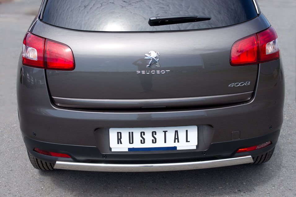 Защита RusStal заднего бампера d75х42 овал для Peugeot 4008 2012-2026. Артикул P48Z-000539