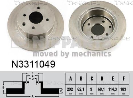 Тормозной диск Nipparts задний для Nissan Cube Z12 2010-2026. Артикул N3311049