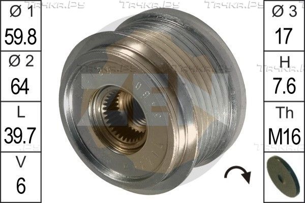 Муфта генератора обгонная Era для Hyundai Trajet I 2001-2008. Артикул ZN5460