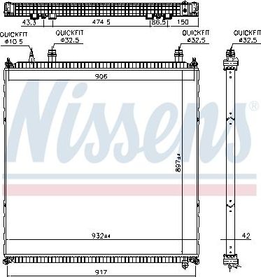 Радиатор низкотемпературный Nissens для MAN TGX 2006-2026. Артикул 606764