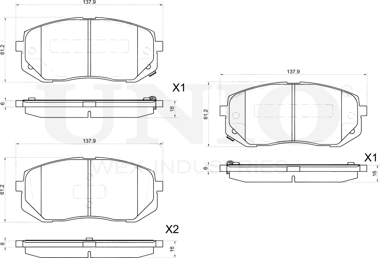 Колодки тормозные дисковые, комплект (Unio). Артикул BRP-20222