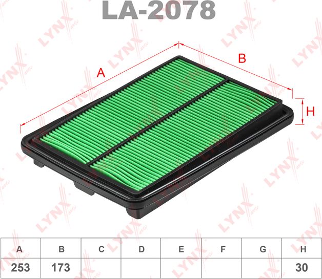 Воздушный фильтр LYNXauto. Артикул LA-2078