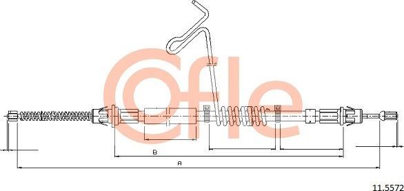 Трос ручника (тросик ручного тормоза) Cofle задний правый для Ford Transit VI 2000-2006. Артикул 92.11.5572