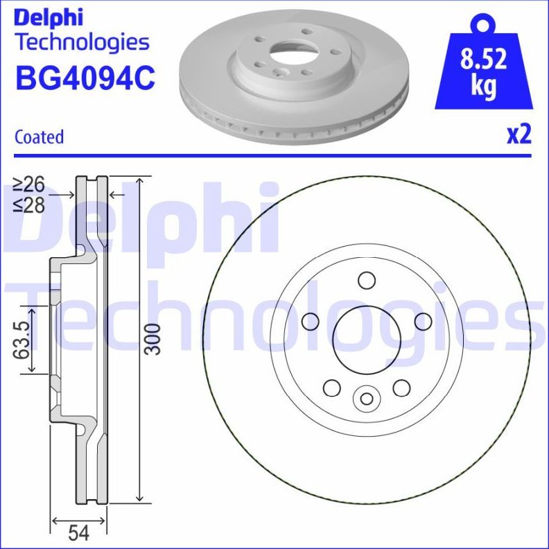 Тормозной диск Delphi. Артикул BG4094C