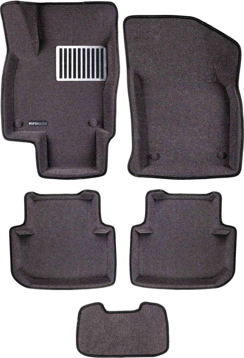 Коврики текстильные Euromat 3D Lux для салона (Укороченные) Volkswagen Tiguan II 2016-2026 Серые. Артикул EM3D-005420G