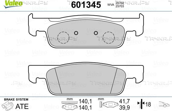 Тормозные колодки Valeo. Артикул 601345