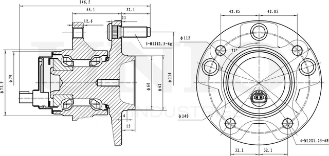 Ступица колеса с интегрированным подшипником (Unio). Артикул HUB-20257