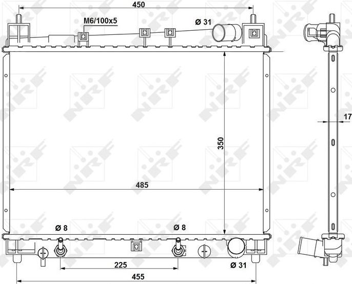 Радиатор охлаждения двигателя NRF (алюминий). Артикул 53212