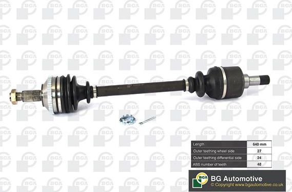 Полуось (привод в сборе, приводной вал) BGA передняя левая для Citroen Jumpy I 1995-2006. Артикул DS6713L