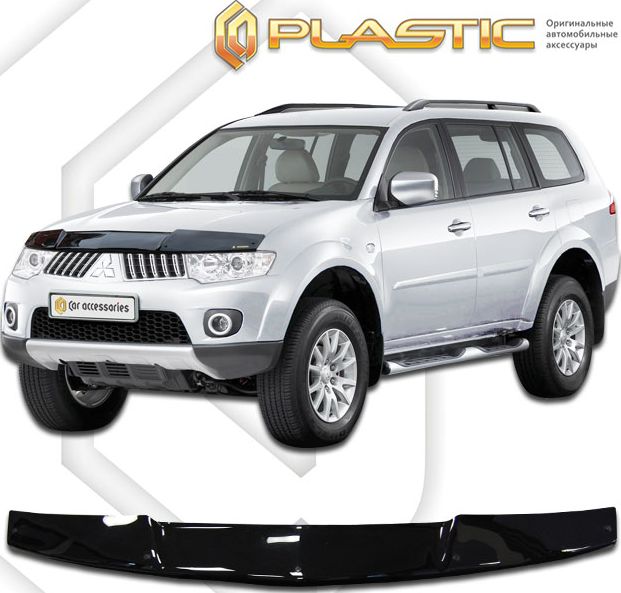 Дефлектор СА Пластик для капота (Classic черный) Mitsubishi Pajero Sport II 2008. Артикул 2010010103262
