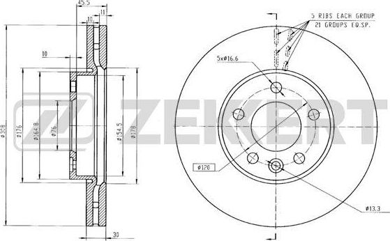 Тормозной диск Zekkert. Артикул BS-5357B