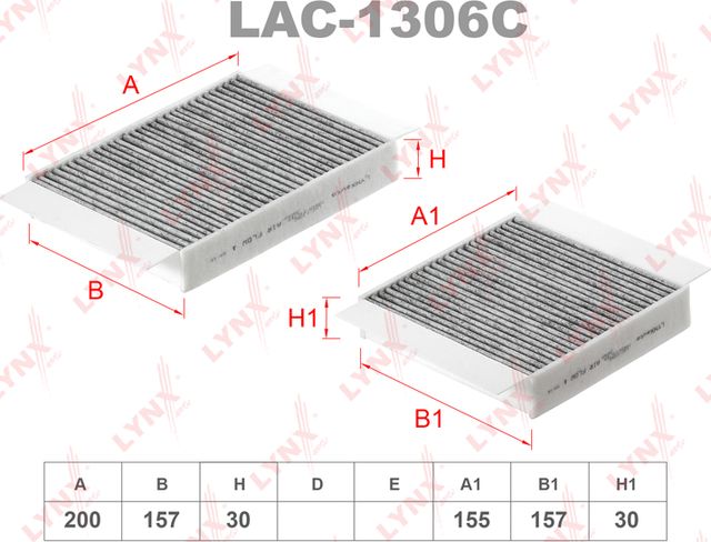Салонный фильтр LYNXauto для Citroen DS5 2013-2015. Артикул LAC-1306C
