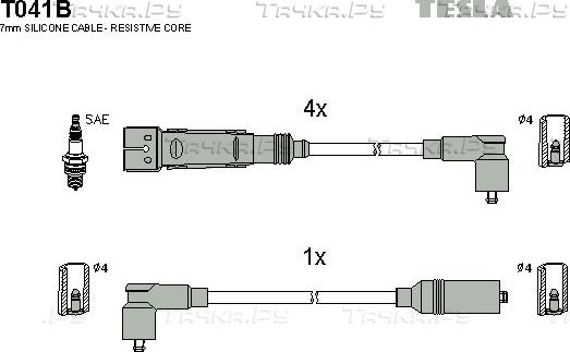 Высоковольтные провода (провода зажигания) (комплект) Tesla. Артикул T041B