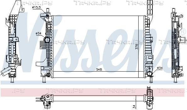 Радиатор охлаждения двигателя Nissens для Ford Transit Connect II 2013-2026. Артикул 69238