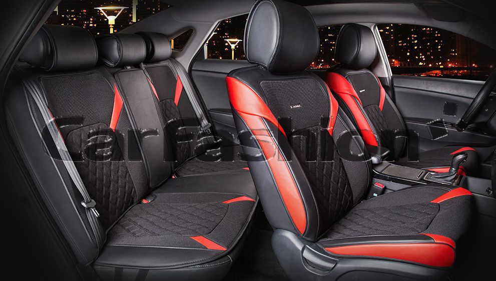 Накидки универсальные CarFashion Sting Plus для авто, цвет Красный/Черный. Артикул 22363