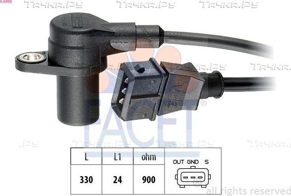 Датчик положения коленвала Facet Made in Italy - OE Equivalent. Артикул 9.0090