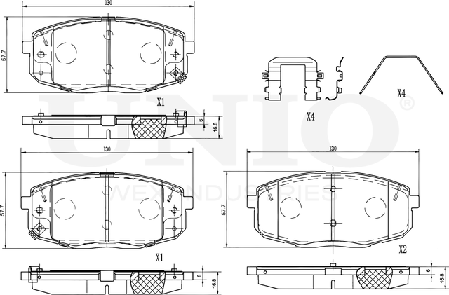 Колодки тормозные дисковые, комплект (Unio). Артикул BRP-20031