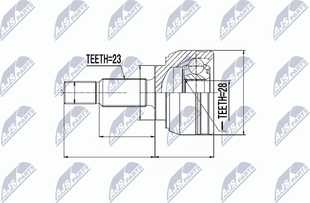 Шрус внутренний (граната) NTY передний для Renault Modus I 2004-2012. Артикул NPZ-RE-028