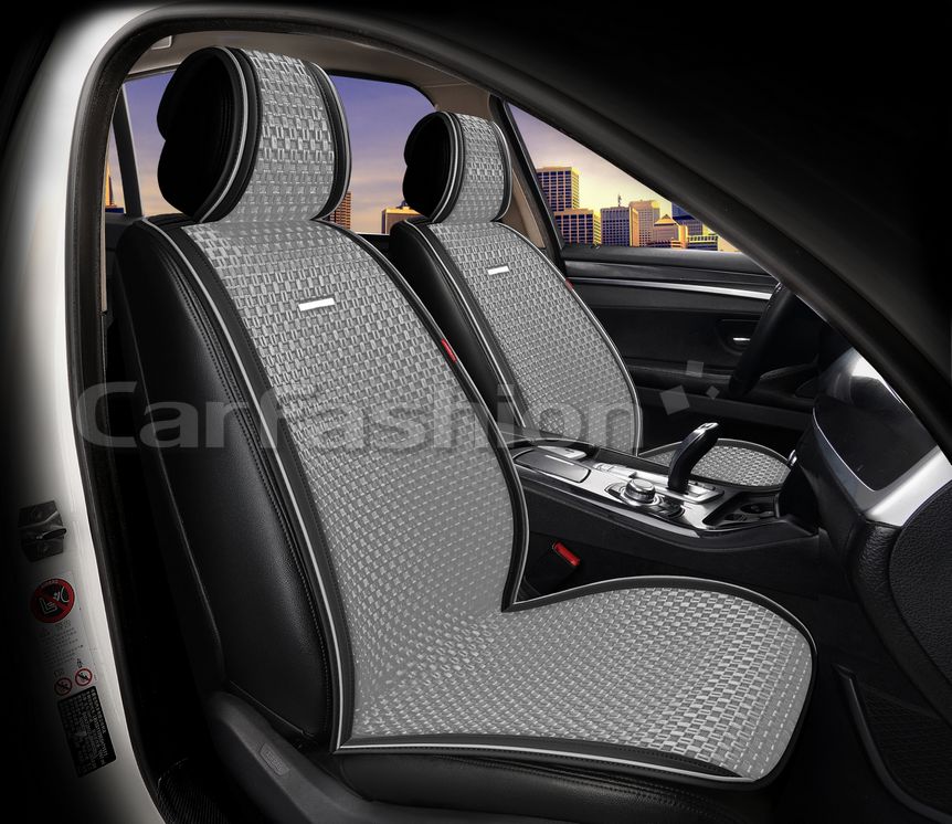 Накидки универсальные CarFashion 2D Breeze Front на передние сидения авто, цвет Серый/Черный/Серый. Артикул 26226