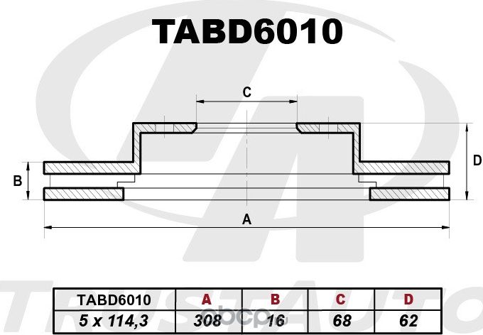 Тормозной диск (Trustauto). Артикул TABD6010