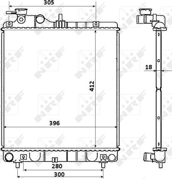Радиатор охлаждения двигателя NRF (алюминий). Артикул 58354