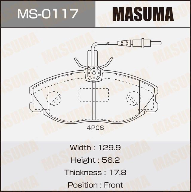 Тормозные колодки Masuma. Артикул MS-0117