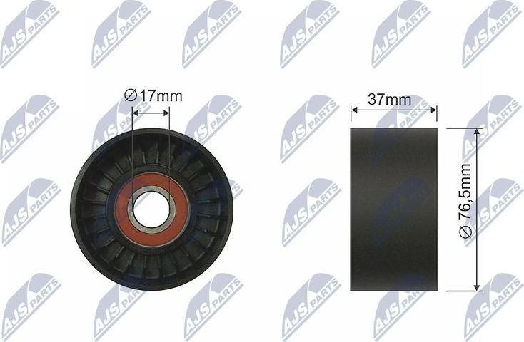 Натяжной ролик (натяжитель) приводного поликлинового ремня NTY (полимерный материал). Артикул RNK-FR-017