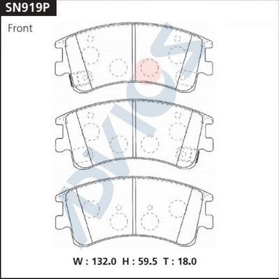 Тормозные колодки Advics передние для Mazda 6 I (GG) 2002-2008. Артикул SN919P