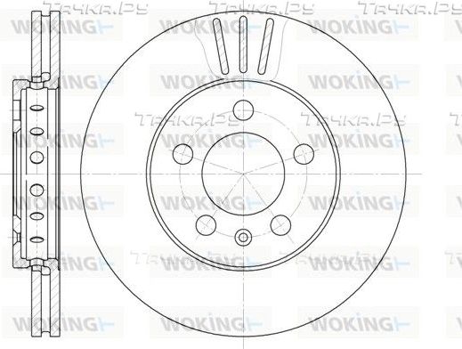 Тормозной диск Woking передний для Volkswagen Bora 1998-2013. Артикул D6545.10