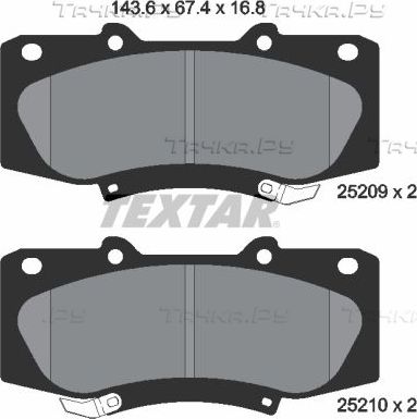 Тормозные колодки Textar передние для Toyota Fortuner I 2004-2015. Артикул 2520901