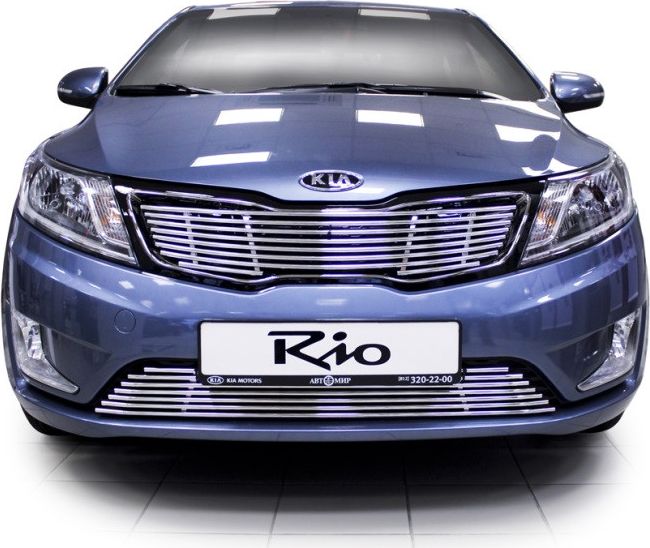 Накладка на решётку радиатора ВЕРХНЯЯ Союз-96 d10 (хром. заглушка) для Kia Rio III 2011-2017. Артикул KRIO.92.2284