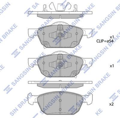 Тормозные колодки Sangsin Hi-Q. Артикул SP4365