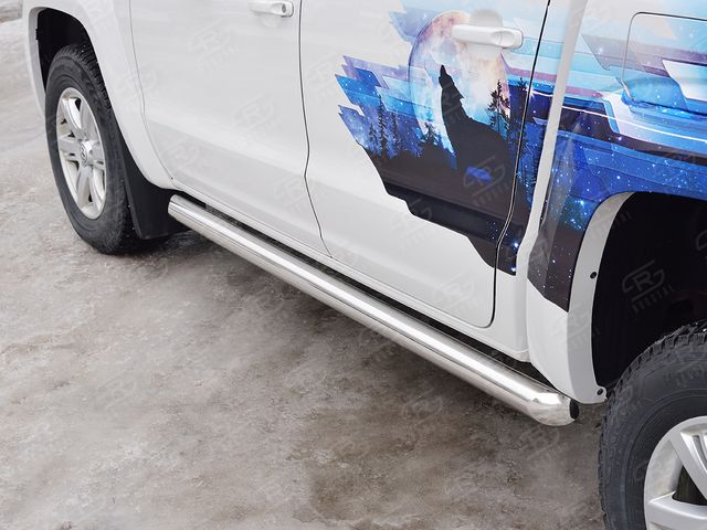 Защита порогов RusStal труба d76 (Вариант 1) для Volkswagen Amarok I 2016-2026. Артикул VAMT-0025411