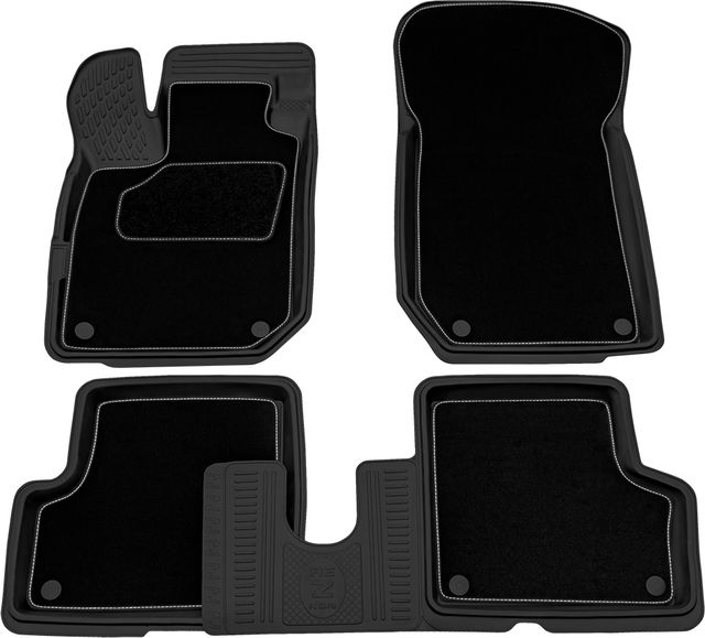 Коврики Rezkon Transformer (резиновые с ворсовыми ковриками-вкладышами) для салона Renault Kaptur 2016-2026. Артикул 3029035100