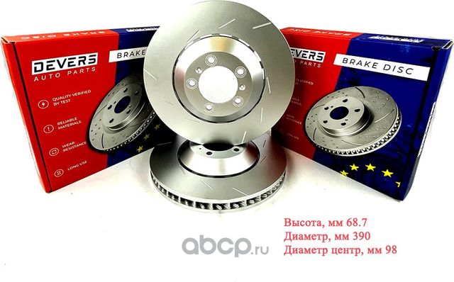 Диск тормозной передний с насечками правый Porsche Panamera 4.8 Turbo 2009 -, 16 (Devers). Артикул 1603810999