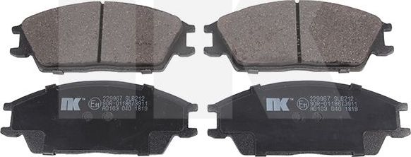 Тормозные колодки NK. Артикул 229967