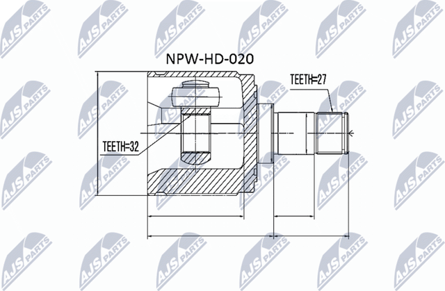 Шрус внутренний (граната) NTY. Артикул NPW-HD-020
