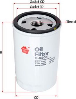 Масляный фильтр Sakura. Артикул C-6205