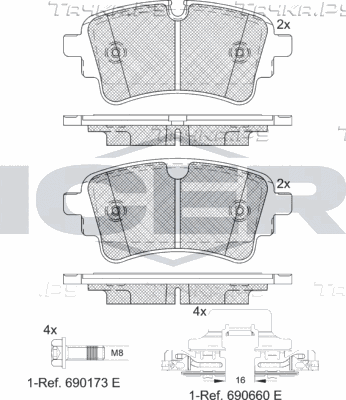 Тормозные колодки Icer задние для Audi A4 allroad V (B9) 2016-2026. Артикул 182256-208