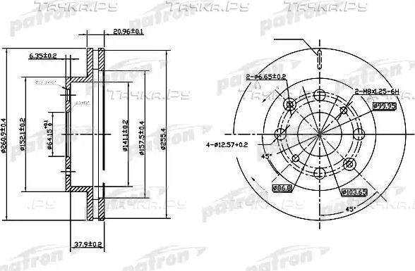 Тормозной диск Patron передний для Honda Civic V 1991-1996. Артикул PBD3021